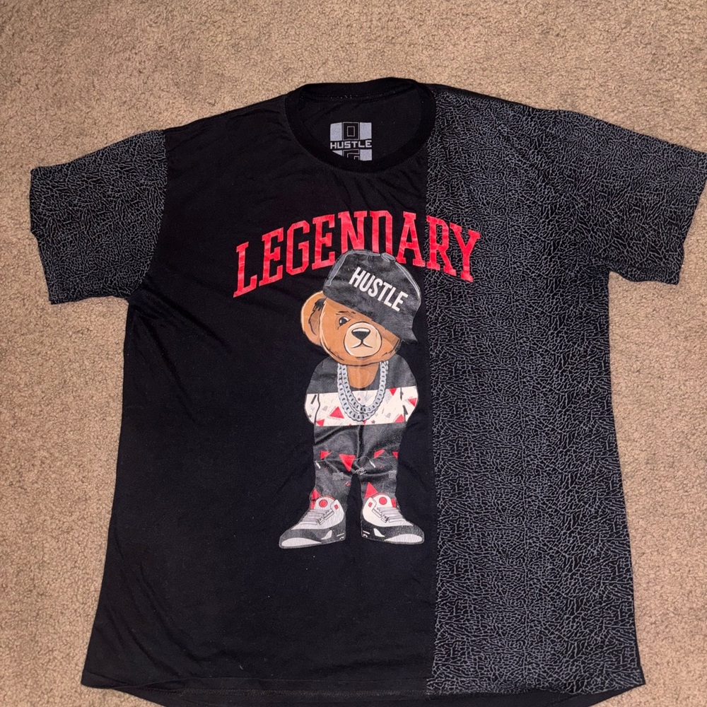 Hustle. Black Graphic Tee. Size XL